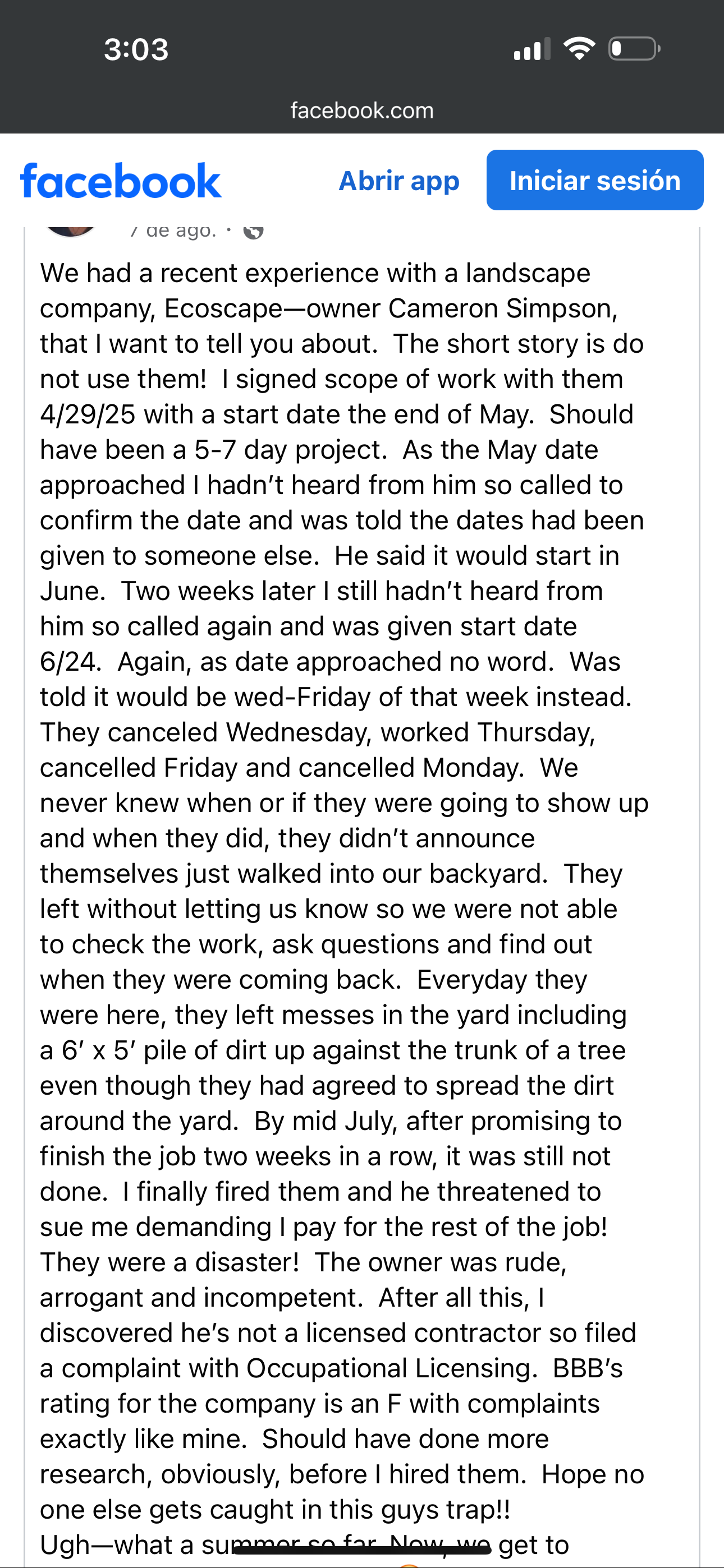 Robert W.'s post 1